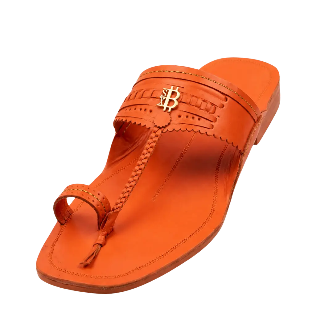 BTC Kols orange hand-finished leather sandals