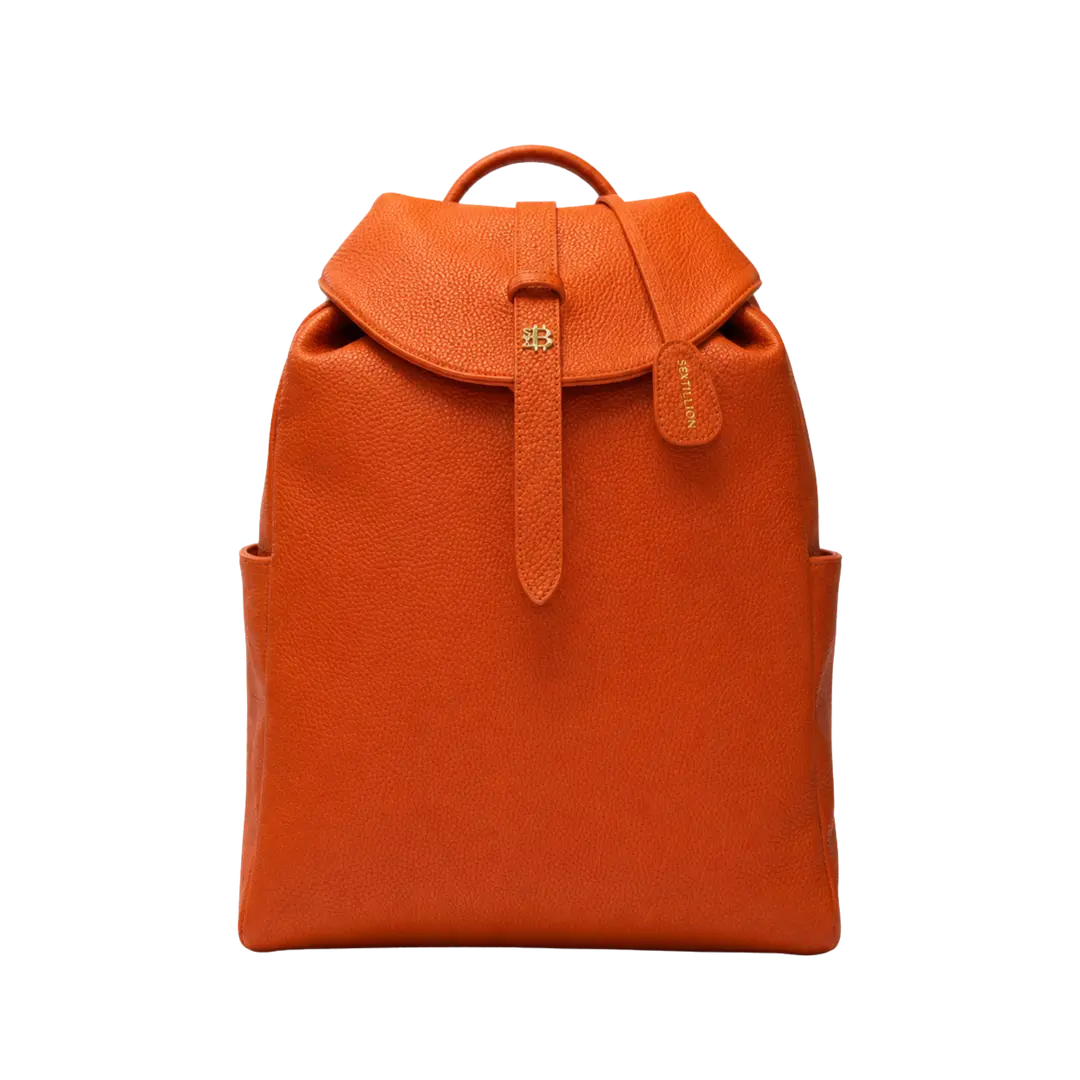 BTC HODL signature orange leather backpack
