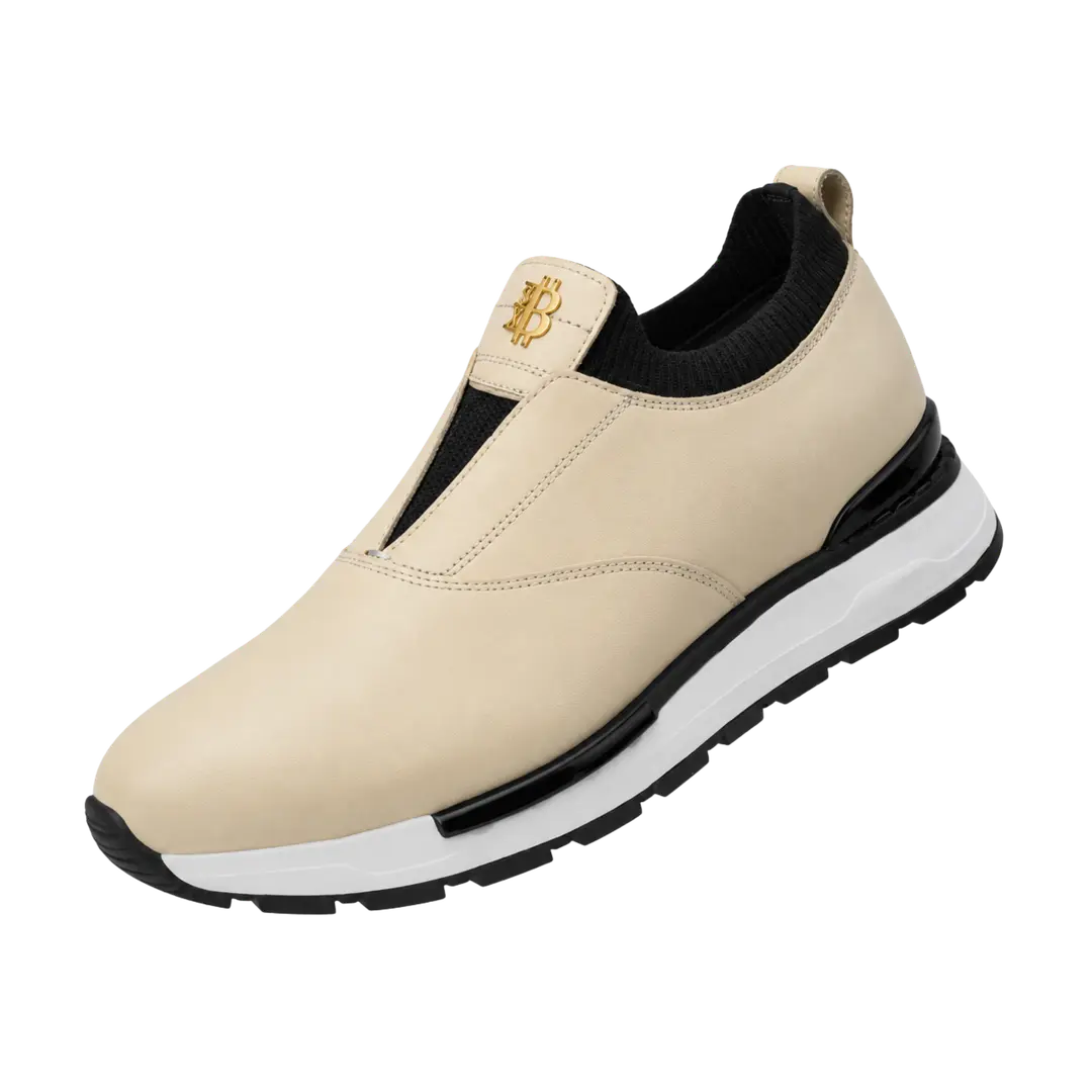 BTC Bit Cream ivory leather Slip on leather sneakers