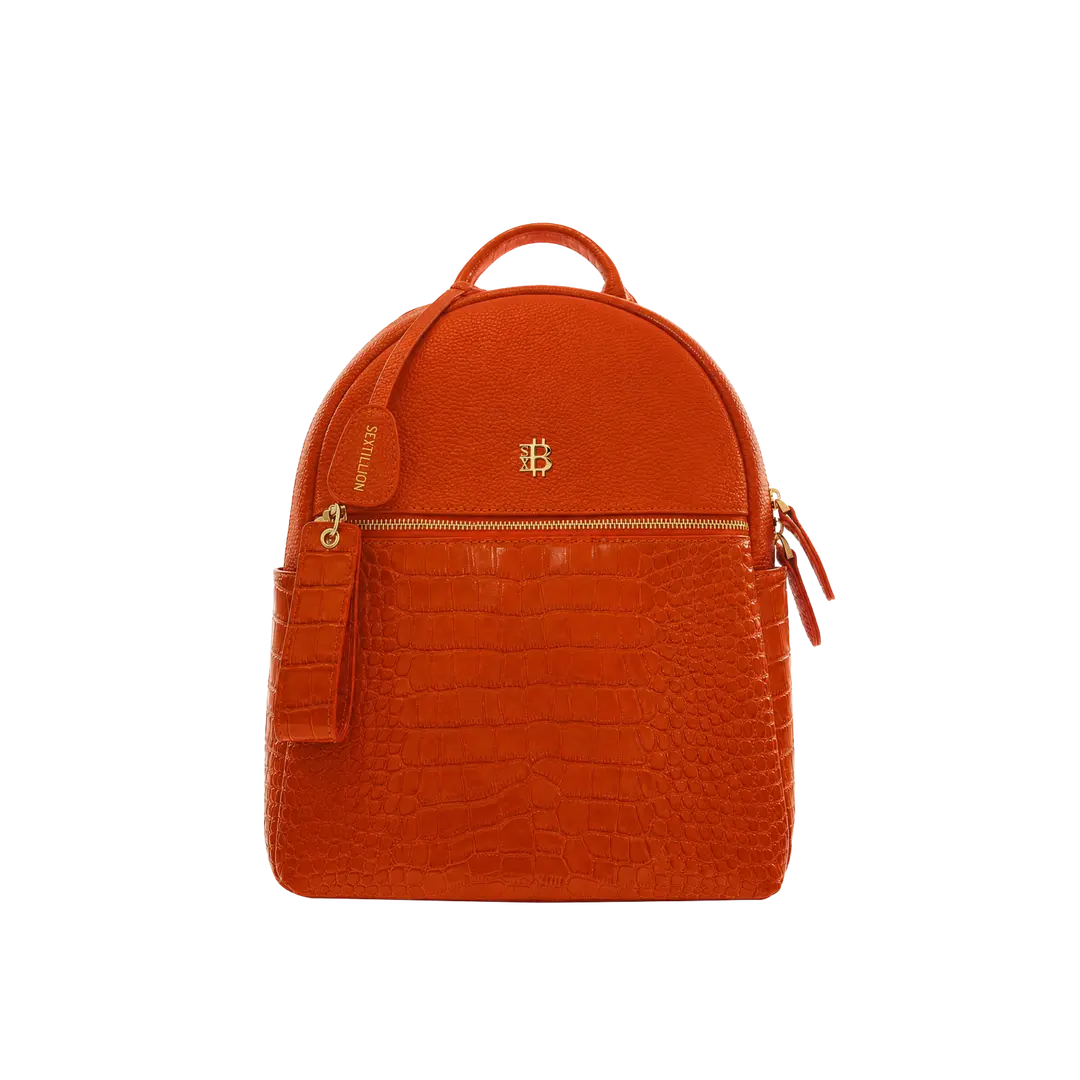 BTC Mini signature orange leather backpack