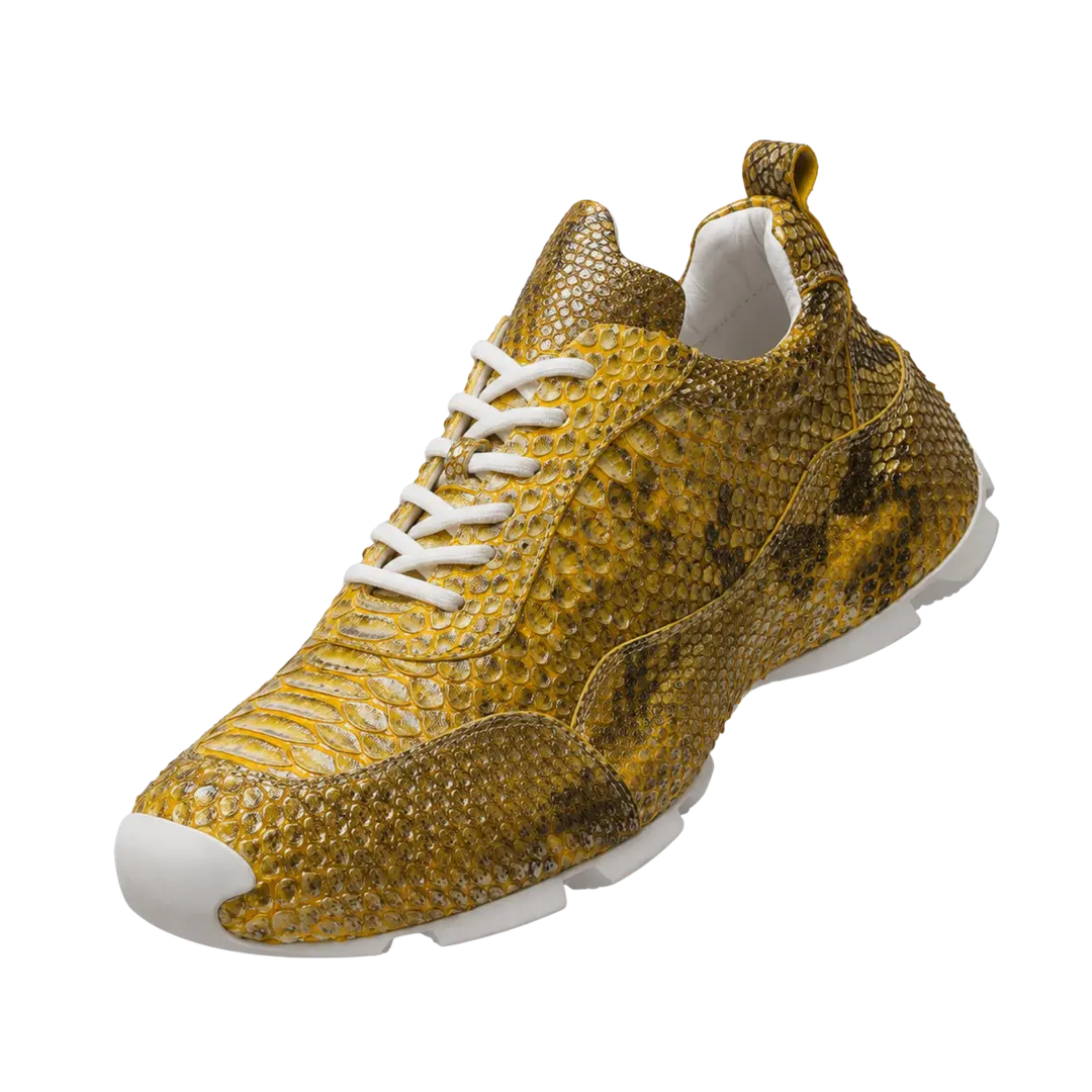 BTC Gliders yellow and silver textured leather sneakers