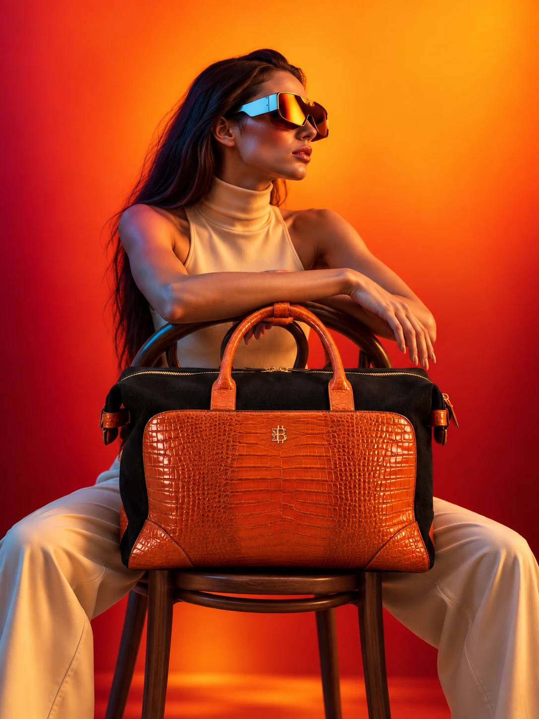 Orange BTC Mini handbag detail